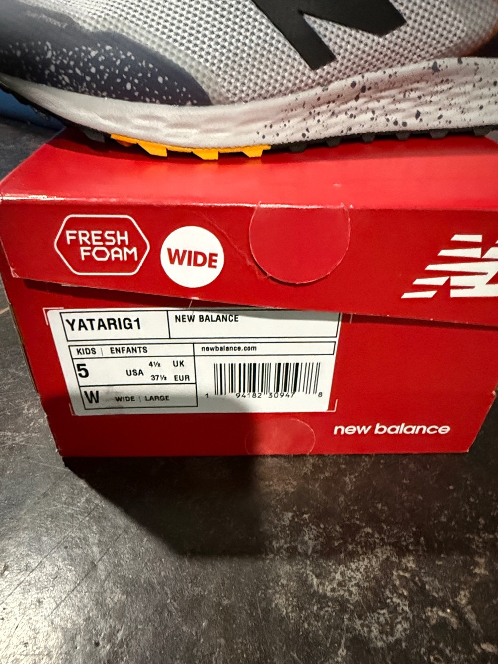 New Balance White, Navy & Yellow Kids Running Shoes - Picture 2 of 6